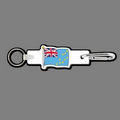 4mm Clip & Key Ring W/ Full Color Flag of Tuvalu Key Tag